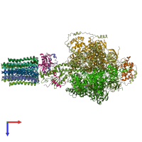 PDB entry 6rdg coloured by chain, top view.