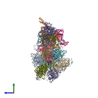 PDB entry 6rdi coloured by chain, side view.