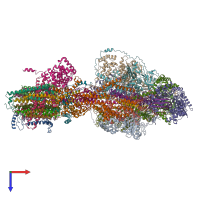 PDB entry 6rdi coloured by chain, top view.