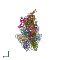 PDB entry 6rdq coloured by chain, side view.