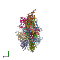 PDB entry 6rdw coloured by chain, side view.