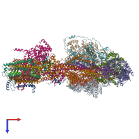 PDB entry 6rdz coloured by chain, top view.