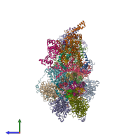 PDB entry 6re2 coloured by chain, side view.