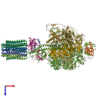 PDB entry 6re4 coloured by chain, top view.