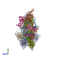 PDB entry 6re5 coloured by chain, side view.