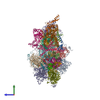 PDB entry 6re8 coloured by chain, side view.