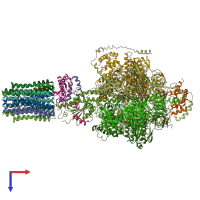 PDB entry 6red coloured by chain, top view.