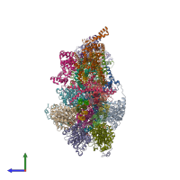 PDB entry 6ree coloured by chain, side view.