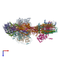 PDB entry 6ree coloured by chain, top view.