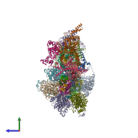 PDB entry 6rep coloured by chain, side view.
