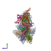 PDB entry 6rep coloured by chain, side view.