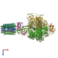 PDB entry 6reu coloured by chain, top view.