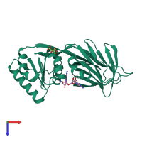 PDB entry 6rga coloured by chain, top view.