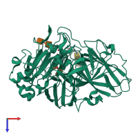 PDB entry 6rgp coloured by chain, top view.