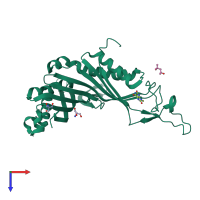 PDB entry 6rgt coloured by chain, top view.