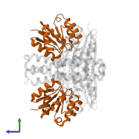 Response regulatory domain-containing protein in PDB entry 6rh2, assembly 1, side view.