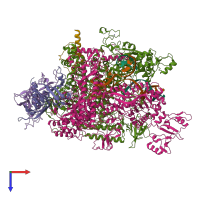 PDB entry 6rh3 coloured by chain, top view.