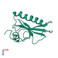 PDB entry 6rhn coloured by chain, top view.