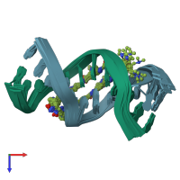 PDB entry 6rio coloured by chain, ensemble of 10 models, top view.