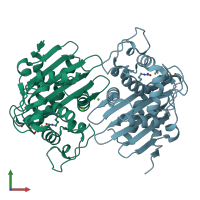 PDB entry 6rj7 coloured by chain, front view.