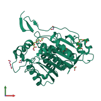 PDB entry 6rj8 coloured by chain, front view.