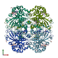 PDB 6rjn coloured by chain and viewed from the front.