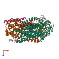PDB entry 6rko coloured by chain, top view.