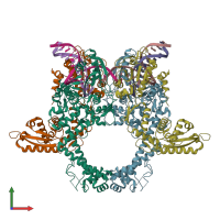 PDB entry 6rkv coloured by chain, front view.