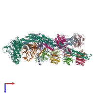 PDB entry 6rlb coloured by chain, top view.