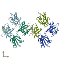PDB entry 6rlc coloured by chain, front view.