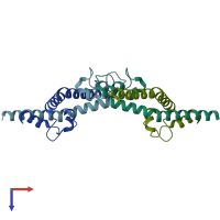 PDB entry 6rlr coloured by chain, top view.