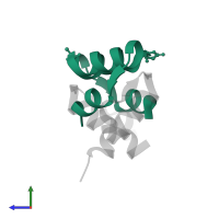 Relaxin A chain in PDB entry 6rlx, assembly 1, side view.