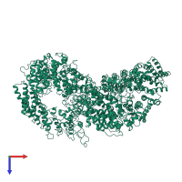 PDB entry 6rmh coloured by chain, top view.