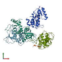 PDB entry 6rmm coloured by chain, front view.