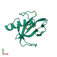 PDB entry 6rnt coloured by chain, front view.