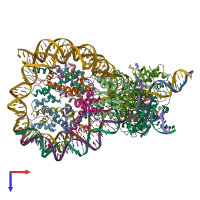 PDB entry 6rny coloured by chain, top view.
