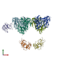 PDB entry 6row coloured by chain, front view.