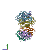 PDB entry 6rp8 coloured by chain, side view.