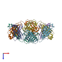 PDB entry 6rp8 coloured by chain, top view.