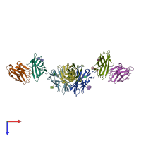 PDB entry 6rpj coloured by chain, top view.