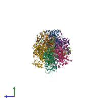 PDB entry 6rqc coloured by chain, side view.