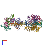 PDB entry 6rqc coloured by chain, top view.