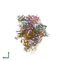 PDB entry 6rqh coloured by chain, side view.