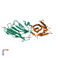 PDB entry 6rqm coloured by chain, top view.