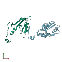 PDB entry 6rqr coloured by chain, front view.