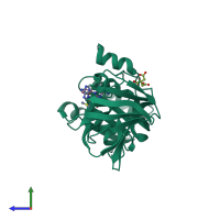PDB entry 6rr2 coloured by chain, side view.
