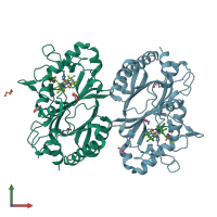 PDB entry 6rr5 coloured by chain, front view.