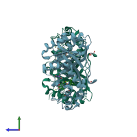 PDB entry 6rr5 coloured by chain, side view.