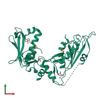 PDB entry 6rr9 coloured by chain, front view.