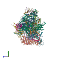 PDB entry 6rrd coloured by chain, side view.